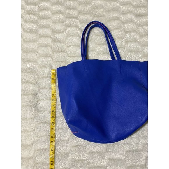 Macy's Blue Pink  lined double strap large tote bag - Picture 4 of 6
